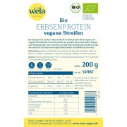 Bio Erbsenprotin, vegane  Streifen, 200 g Produktetikett